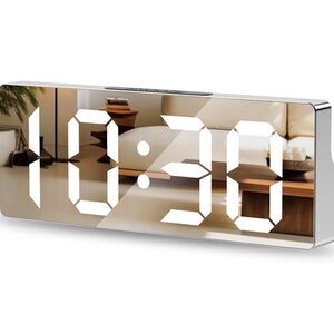 Sleek Silver LED Wall Clock